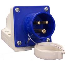 Agerauto E1411 - MACHO AZUL PARED SOCKET 32A, 230V, 3 CONTACTOS CON CAP